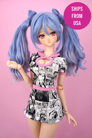 Collared Peak-a-boo top and skirt set