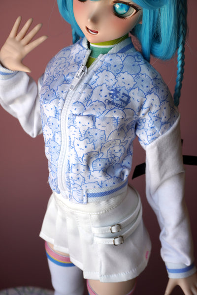 1/3 BJD Doll Clothing - Power mesh hoodie - Blue neko print