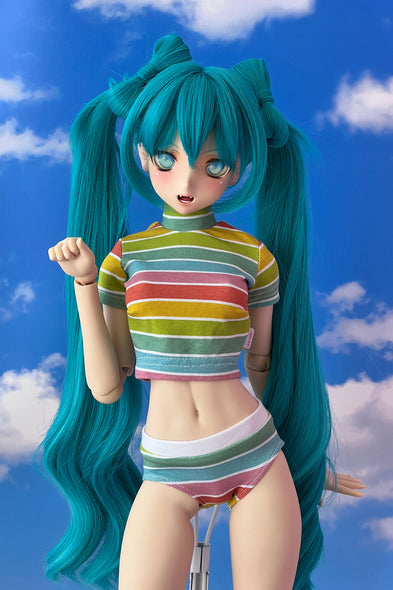 Crop T-shirt & panty set - Rainbow stripe