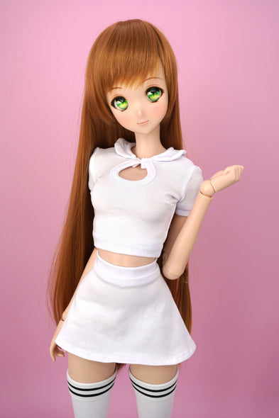 Collared Peak-a-boo top and skirt set